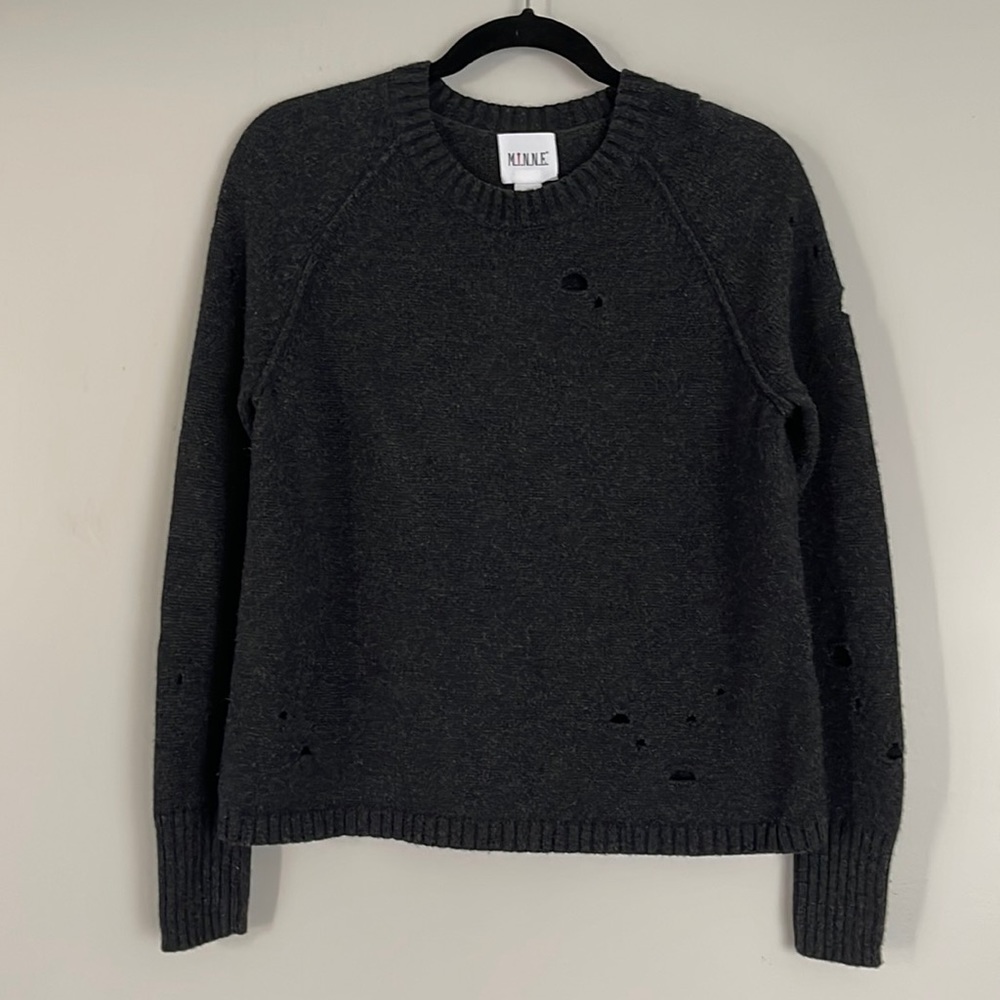 M.I.N.N.E. Distressed Cable-knit Ribbed Sweater Womens Size S**